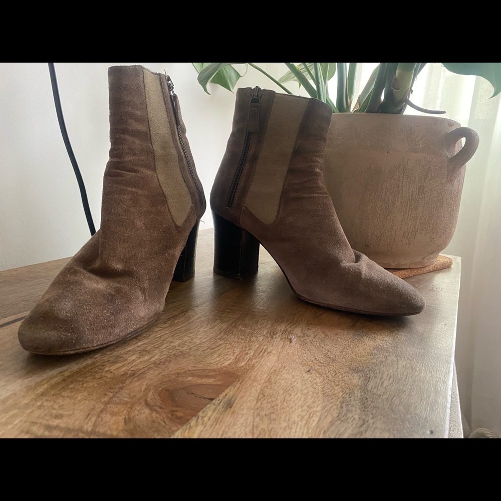 Brown suede leather booties